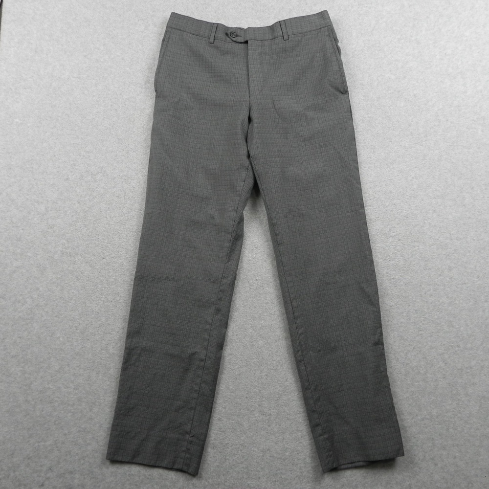 Nordstrom Pants Mens 32x30 Wool Dress Suit Business Formal Flat Front Gray Plaid